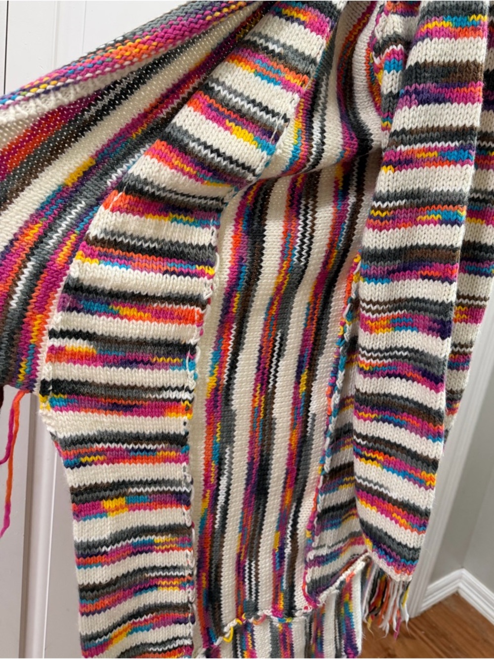 Open-Front Multicolor Fringe Cardigan - Picture 6 of 8